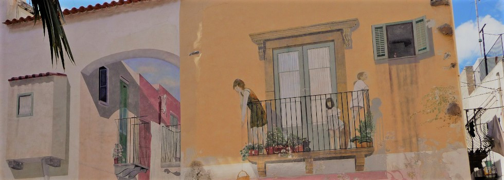 Wandmalerei im Fischerviertel von Lipari